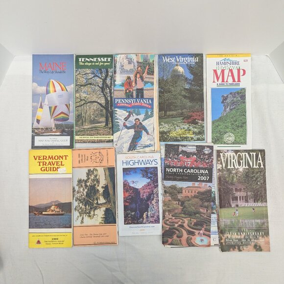 Vintage Fold Out Paper USA State Maps Lot of 10 Read Description - Picture 1 of 7